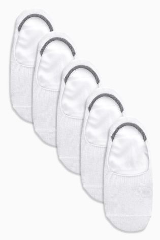 White Invisible Trainer Socks Five Pack